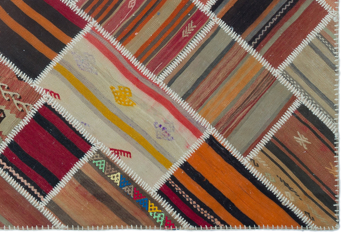 Naturel Over Dyed Kilim Patchwork Unique Rug 5&#39;3&#39;&#39; x 7&#39;9&#39;&#39; ft 160 x 235 cm