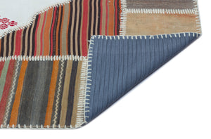 Naturel Over Dyed Kilim Patchwork Unique Rug 5'2'' x 7'5'' ft 157 x 226 cm