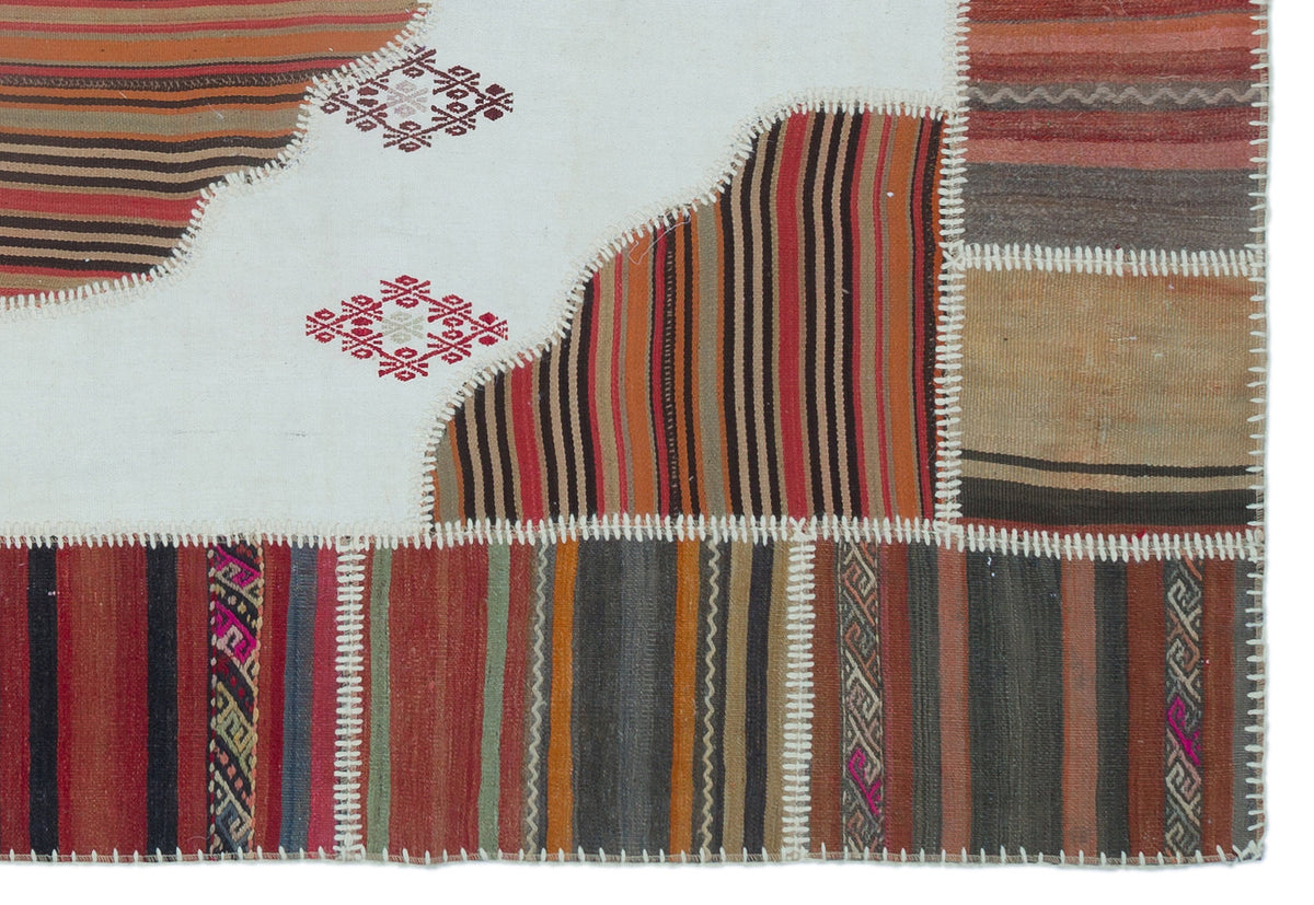 Naturel Over Dyed Kilim Patchwork Unique Rug 5&#39;2&#39;&#39; x 7&#39;5&#39;&#39; ft 157 x 226 cm