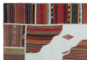 Naturel Over Dyed Kilim Patchwork Unique Rug 5'2'' x 7'5'' ft 157 x 226 cm