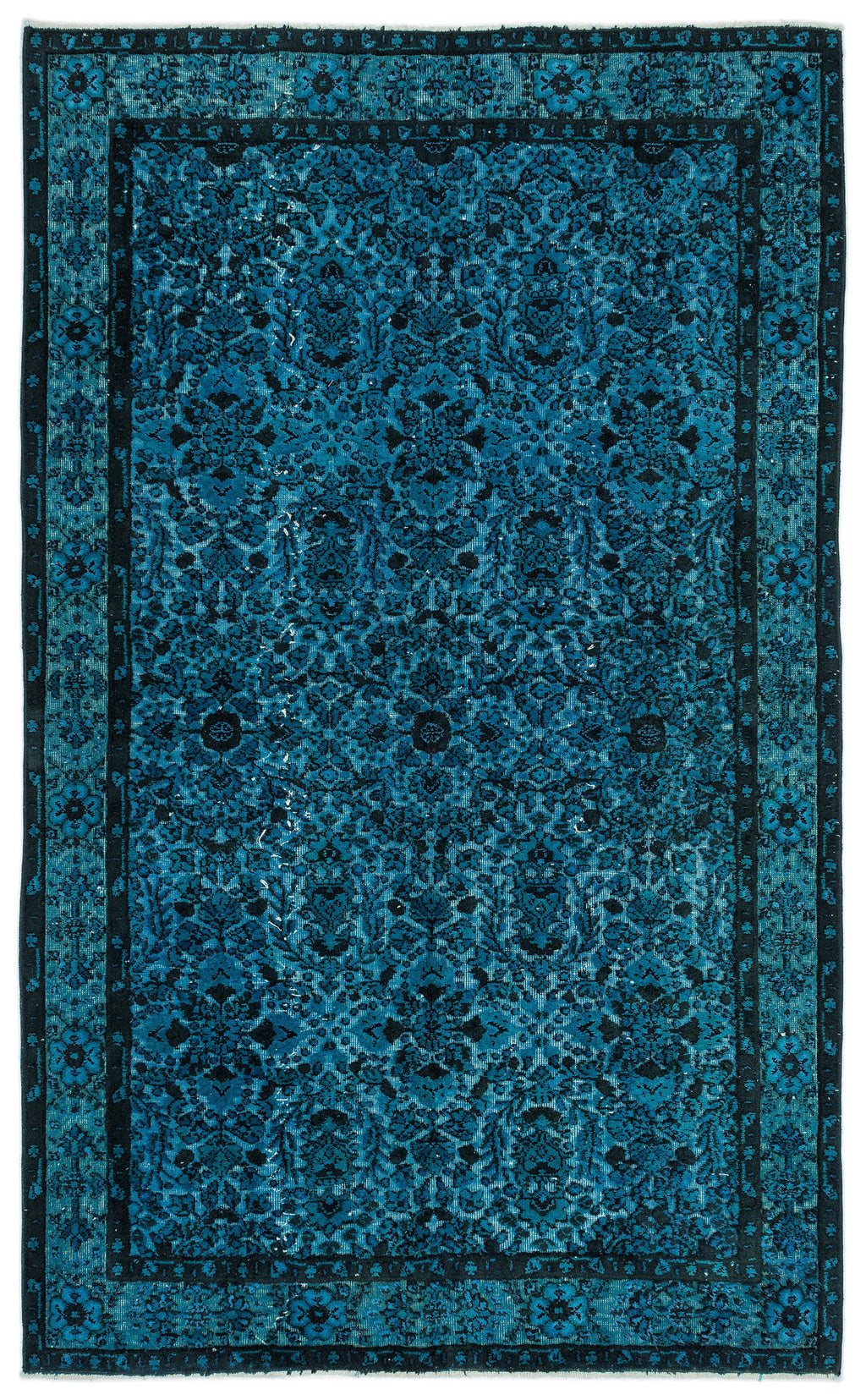 Turquoise  Over Dyed Carved Rug 5'7'' x 9'3'' ft 170 x 281 cm