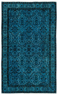 Turquoise  Over Dyed Carved Rug 5'7'' x 9'3'' ft 170 x 281 cm