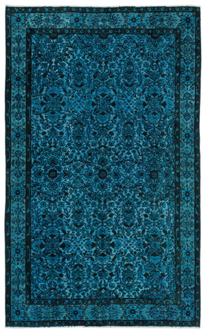 Turquoise  Over Dyed Carved Rug 5'7'' x 9'3'' ft 170 x 281 cm