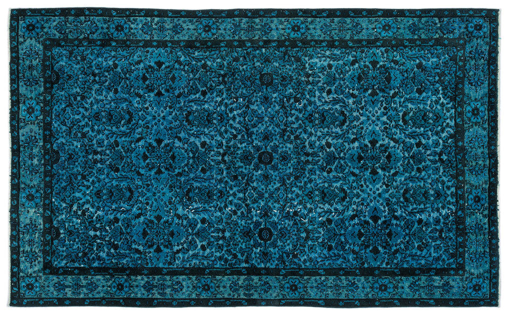 Turquoise  Over Dyed Carved Rug 5'7'' x 9'3'' ft 170 x 281 cm