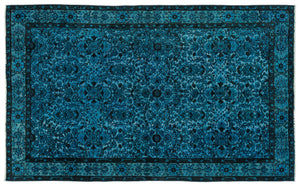 Turquoise  Over Dyed Carved Rug 5'7'' x 9'3'' ft 170 x 281 cm
