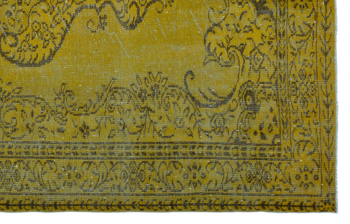 Yellow Over Dyed Vintage Rug 5&#39;10&#39;&#39; x 9&#39;7&#39;&#39; ft 178 x 291 cm