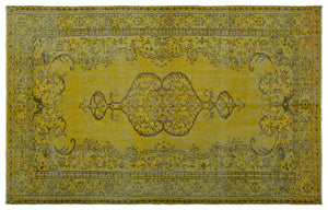 Yellow Over Dyed Vintage Rug 5'10'' x 9'7'' ft 178 x 291 cm