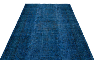 Blue Over Dyed Vintage Rug 5'5'' x 9'4'' ft 165 x 284 cm