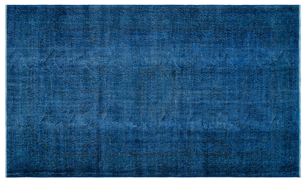 Blue Over Dyed Vintage Rug 5&#39;5&#39;&#39; x 9&#39;4&#39;&#39; ft 165 x 284 cm
