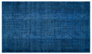 Blue Over Dyed Vintage Rug 5'5'' x 9'4'' ft 165 x 284 cm