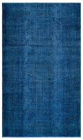 Blue Over Dyed Vintage Rug 5'5'' x 9'4'' ft 165 x 284 cm
