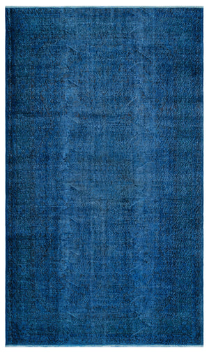 Blue Over Dyed Vintage Rug 5'5'' x 9'4'' ft 165 x 284 cm