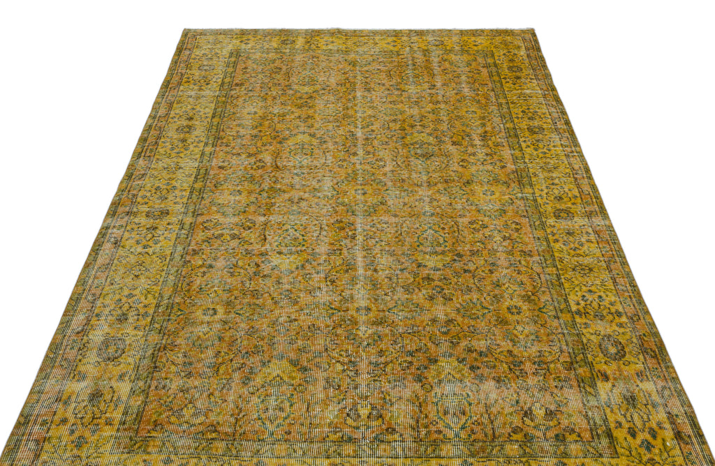 Yellow Over Dyed Vintage Rug 5'4'' x 9'1'' ft 162 x 278 cm