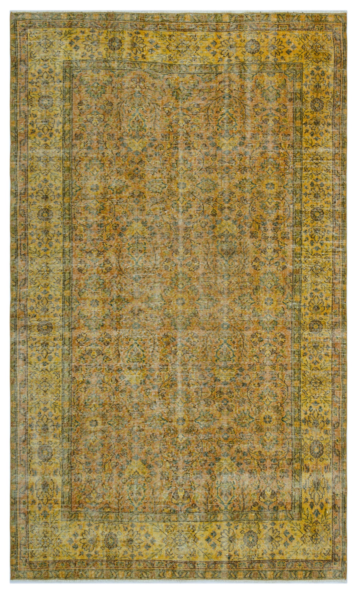 Yellow Over Dyed Vintage Rug 5&#39;4&#39;&#39; x 9&#39;1&#39;&#39; ft 162 x 278 cm