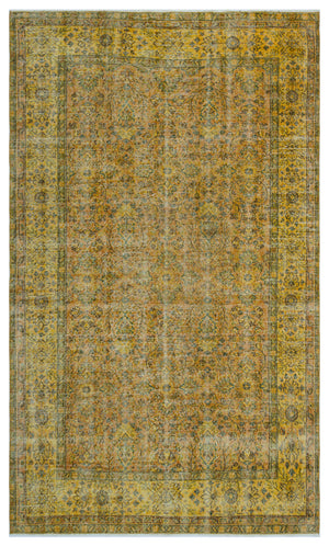 Yellow Over Dyed Vintage Rug 5'4'' x 9'1'' ft 162 x 278 cm