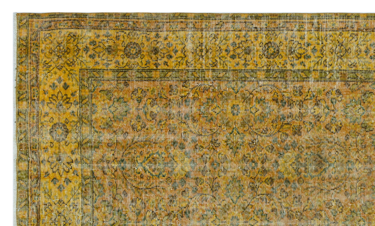 Yellow Over Dyed Vintage Rug 5&#39;4&#39;&#39; x 9&#39;1&#39;&#39; ft 162 x 278 cm