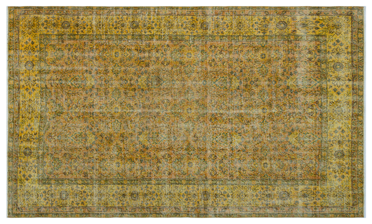 Yellow Over Dyed Vintage Rug 5&#39;4&#39;&#39; x 9&#39;1&#39;&#39; ft 162 x 278 cm