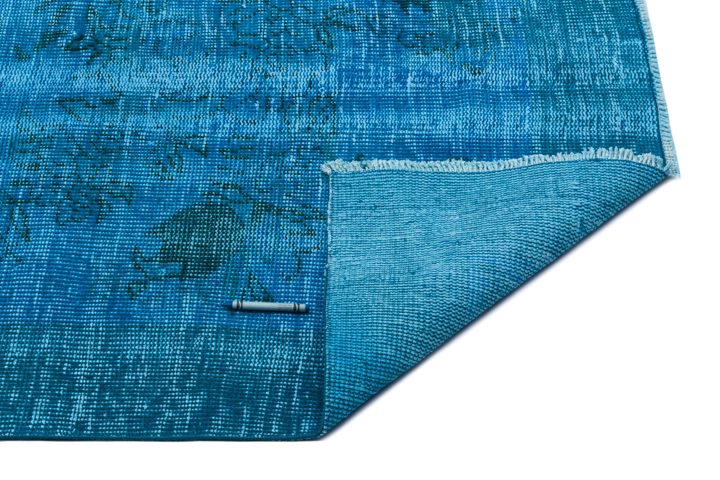 Turquoise  Over Dyed Vintage Rug 5'11'' x 9'4'' ft 180 x 285 cm