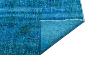 Turquoise  Over Dyed Vintage Rug 5'11'' x 9'4'' ft 180 x 285 cm