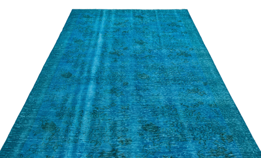 Turquoise  Over Dyed Vintage Rug 5'11'' x 9'4'' ft 180 x 285 cm