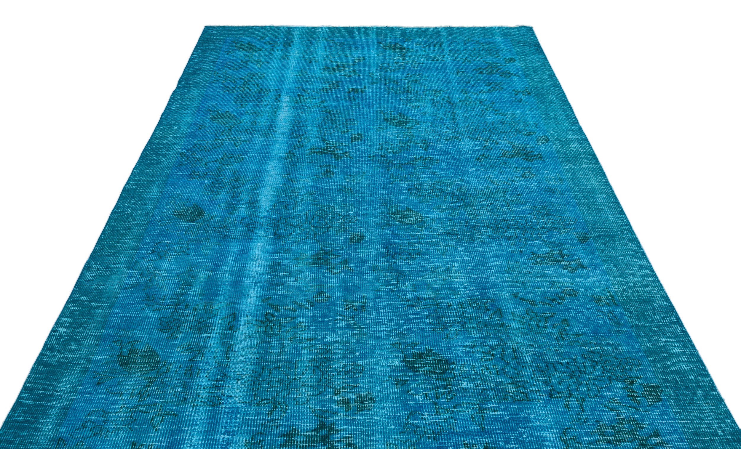 Turquoise  Over Dyed Vintage Rug 5'11'' x 9'4'' ft 180 x 285 cm