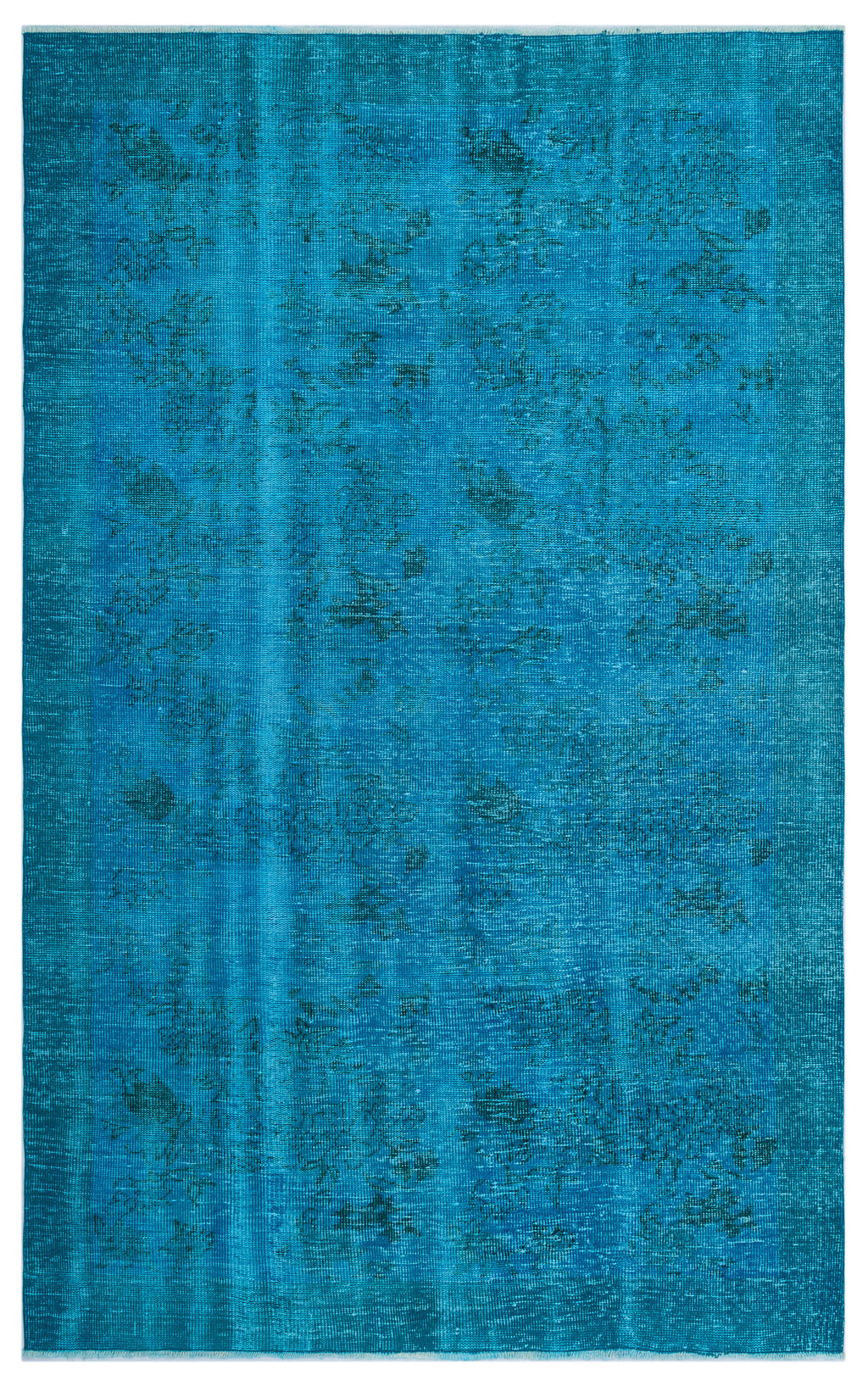 Turquoise  Over Dyed Vintage Rug 5'11'' x 9'4'' ft 180 x 285 cm