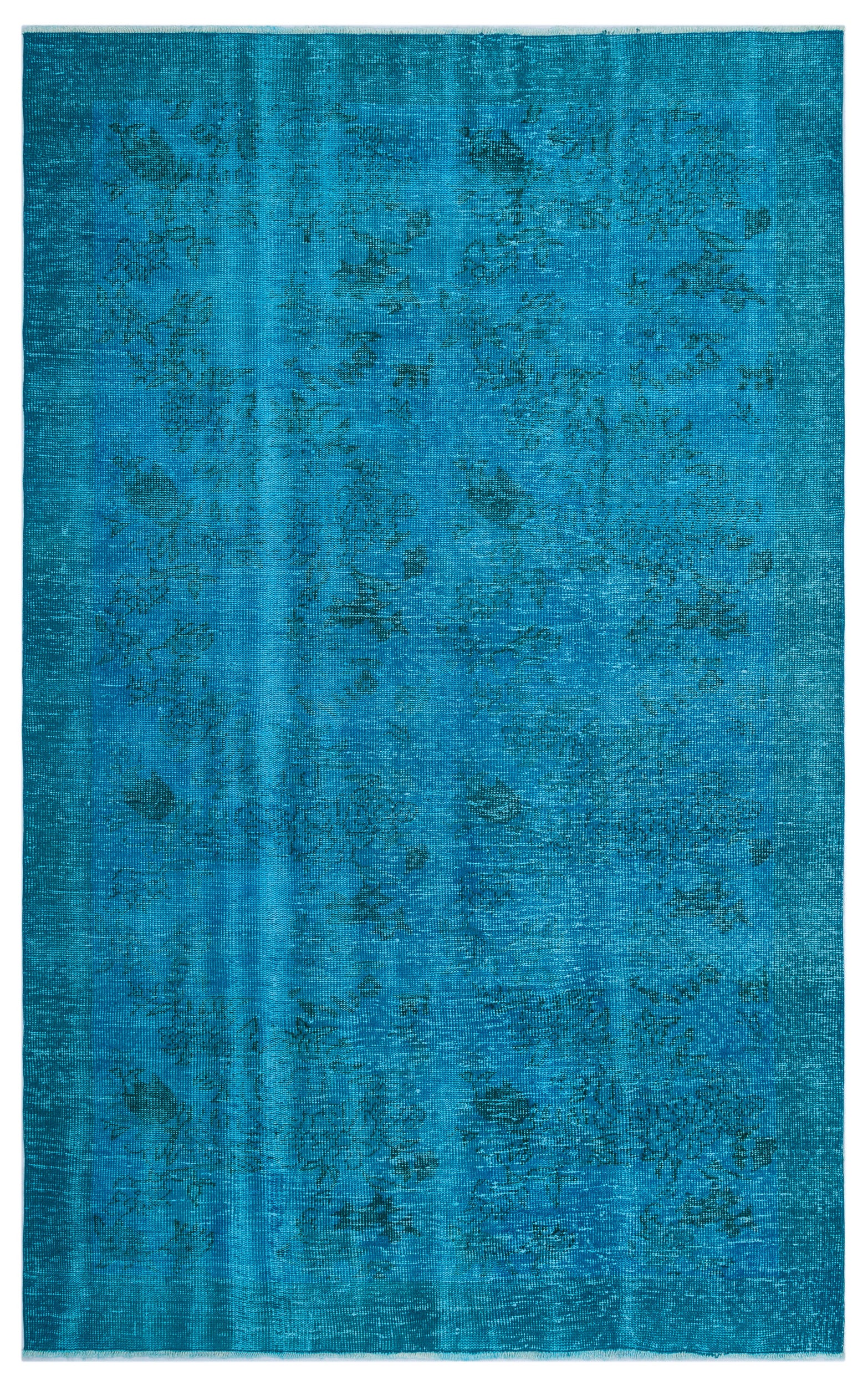 Turquoise  Over Dyed Vintage Rug 5'11'' x 9'4'' ft 180 x 285 cm