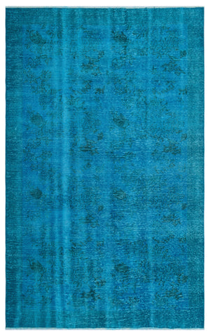 Turquoise  Over Dyed Vintage Rug 5'11'' x 9'4'' ft 180 x 285 cm