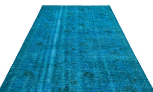 Turquoise  Over Dyed Vintage Rug 5'11'' x 9'4'' ft 180 x 285 cm