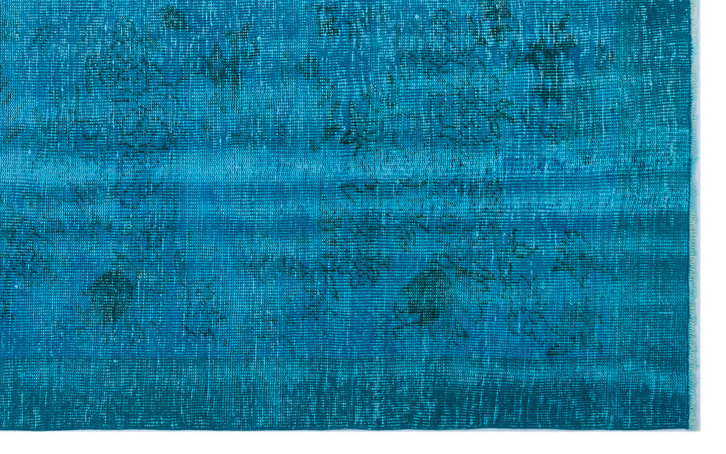 Turquoise  Over Dyed Vintage Rug 5'11'' x 9'4'' ft 180 x 285 cm