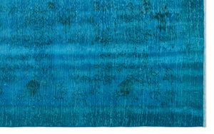 Turquoise  Over Dyed Vintage Rug 5'11'' x 9'4'' ft 180 x 285 cm