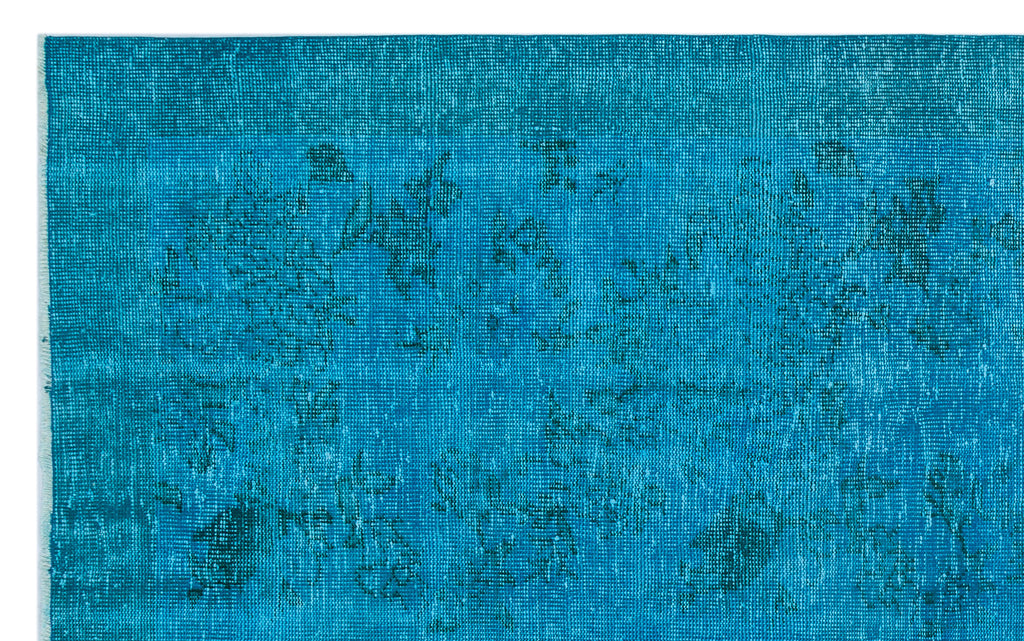 Turquoise  Over Dyed Vintage Rug 5'11'' x 9'4'' ft 180 x 285 cm