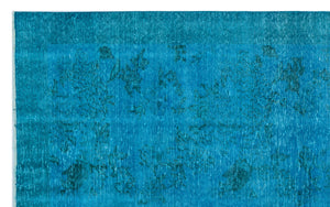 Turquoise  Over Dyed Vintage Rug 5'11'' x 9'4'' ft 180 x 285 cm