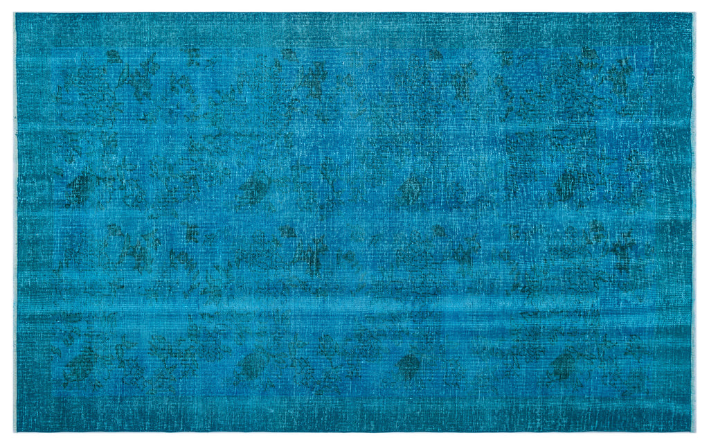 Turquoise  Over Dyed Vintage Rug 5'11'' x 9'4'' ft 180 x 285 cm