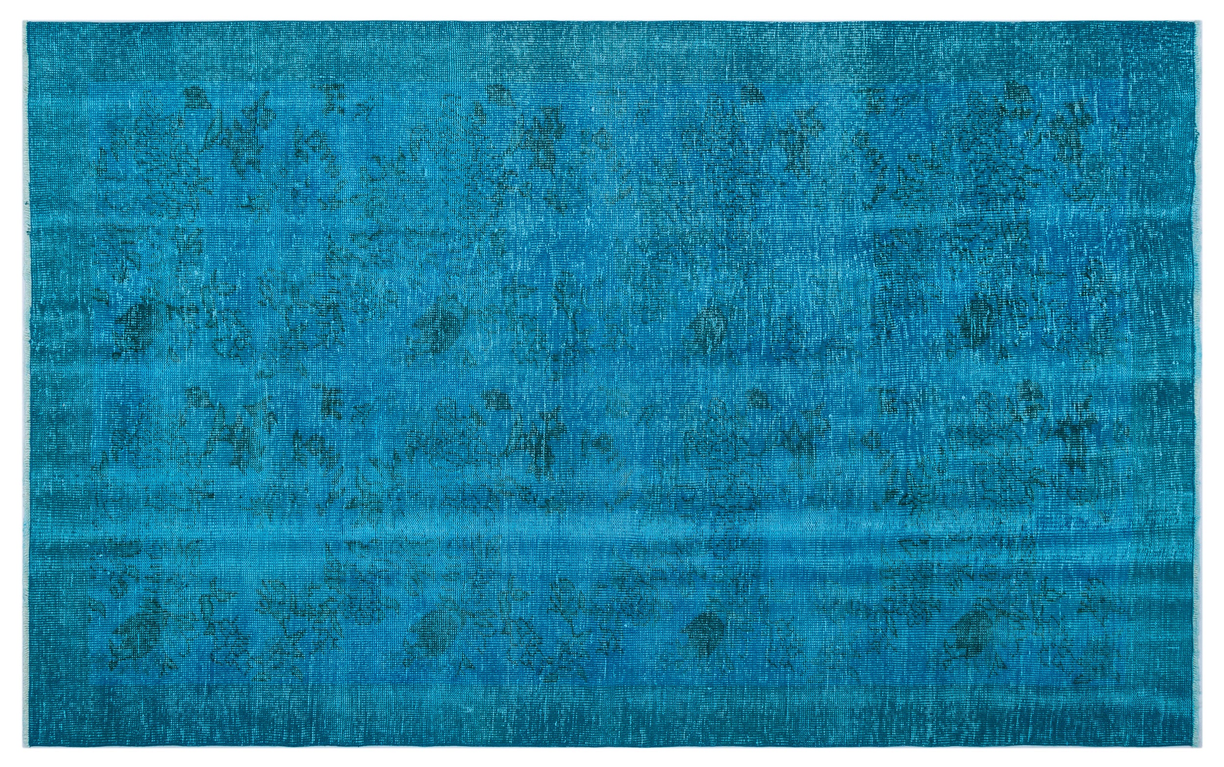 Turquoise  Over Dyed Vintage Rug 5'11'' x 9'4'' ft 180 x 285 cm