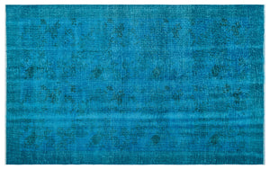 Turquoise  Over Dyed Vintage Rug 5'11'' x 9'4'' ft 180 x 285 cm