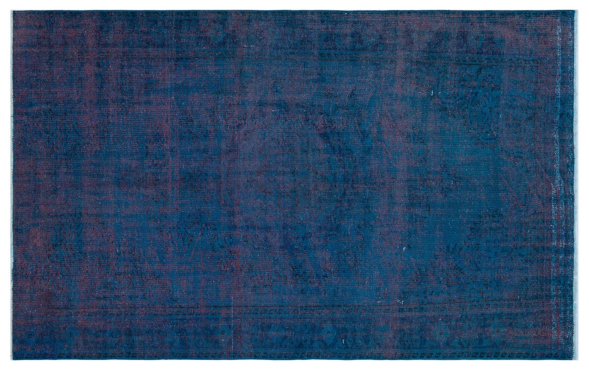 Blue Over Dyed Vintage Rug 5&#39;5&#39;&#39; x 8&#39;10&#39;&#39; ft 166 x 270 cm