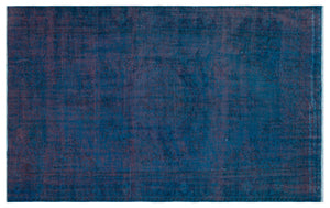 Blue Over Dyed Vintage Rug 5'5'' x 8'10'' ft 166 x 270 cm