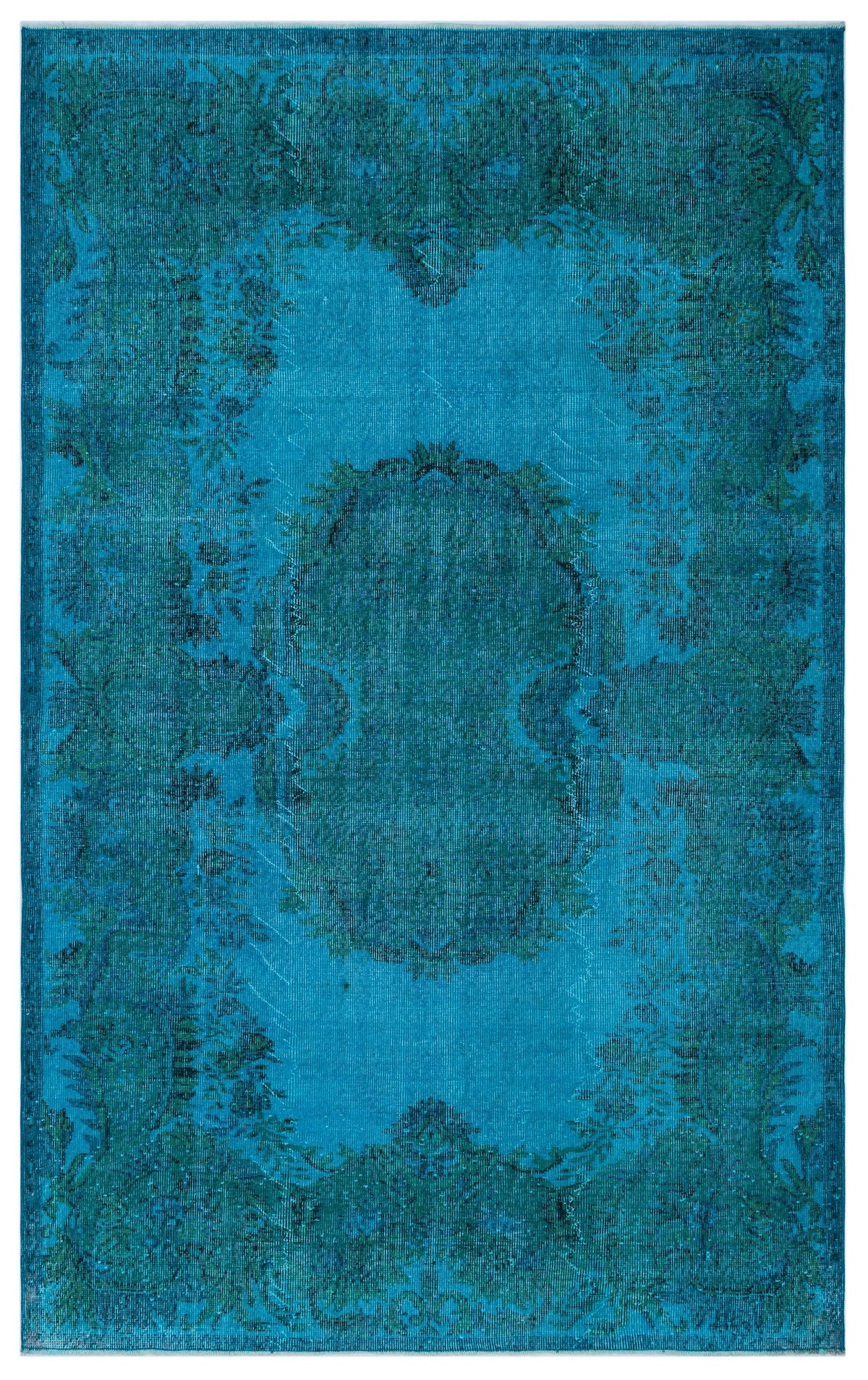Turquoise  Over Dyed Vintage Rug 5&#39;12&#39;&#39; x 9&#39;8&#39;&#39; ft 182 x 294 cm