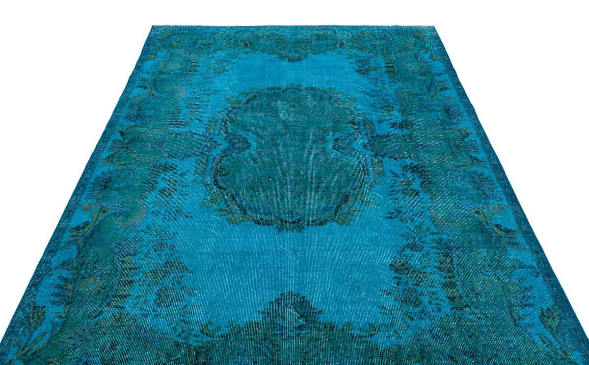 Turquoise  Over Dyed Vintage Rug 5&#39;12&#39;&#39; x 9&#39;8&#39;&#39; ft 182 x 294 cm