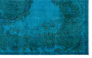 Turquoise  Over Dyed Vintage Rug 5'12'' x 9'8'' ft 182 x 294 cm