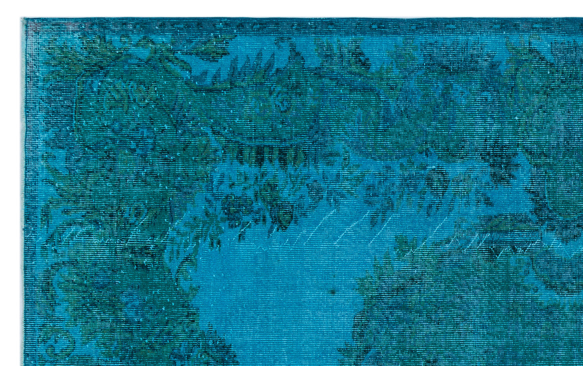Turquoise  Over Dyed Vintage Rug 5&#39;12&#39;&#39; x 9&#39;8&#39;&#39; ft 182 x 294 cm