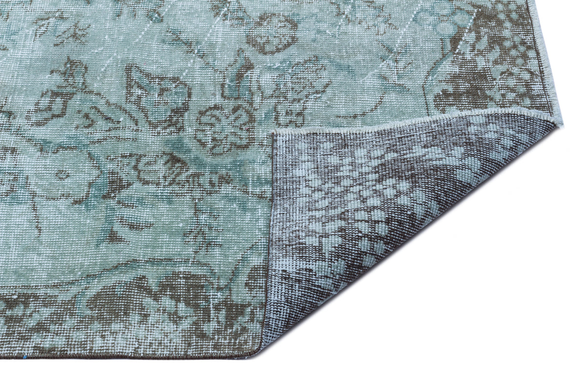 Turquoise  Over Dyed Vintage Rug 5&#39;3&#39;&#39; x 8&#39;6&#39;&#39; ft 161 x 260 cm