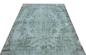 Turquoise  Over Dyed Vintage Rug 5'3'' x 8'6'' ft 161 x 260 cm