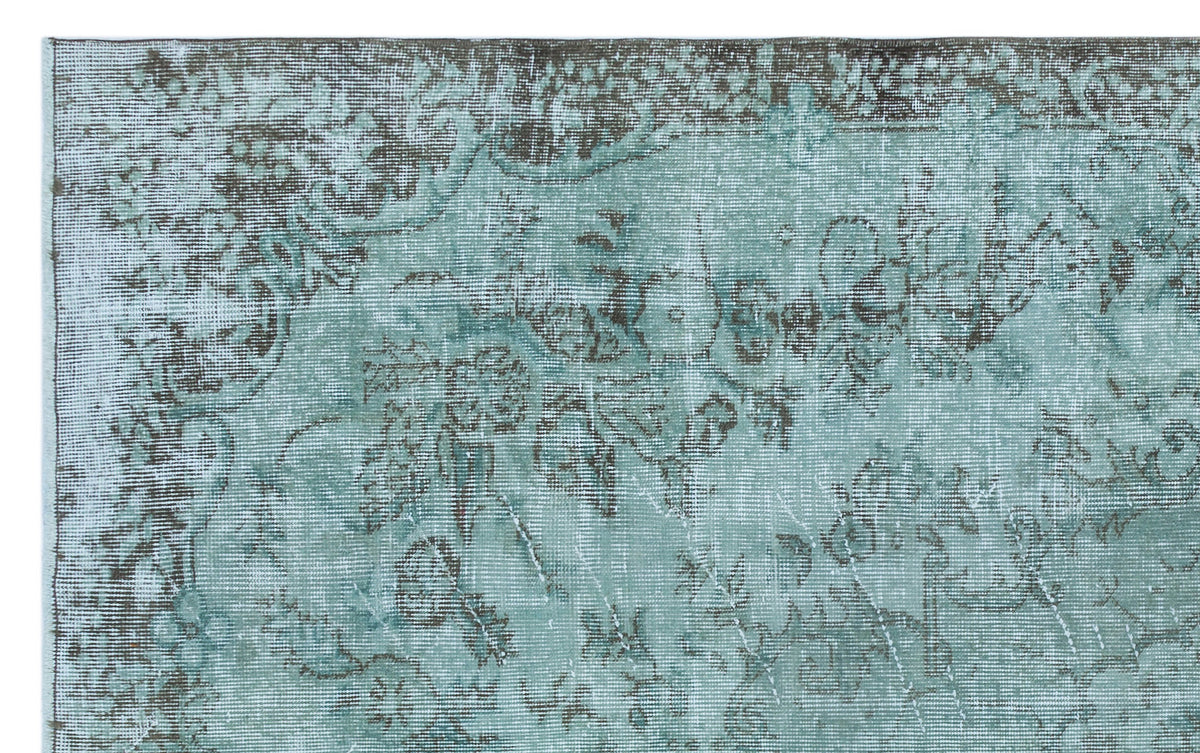 Turquoise  Over Dyed Vintage Rug 5&#39;3&#39;&#39; x 8&#39;6&#39;&#39; ft 161 x 260 cm
