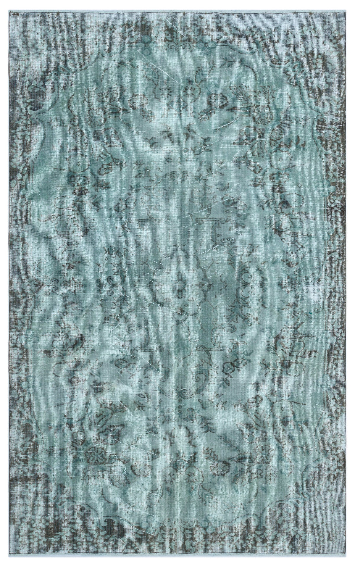 Turquoise  Over Dyed Vintage Rug 5&#39;3&#39;&#39; x 8&#39;6&#39;&#39; ft 161 x 260 cm