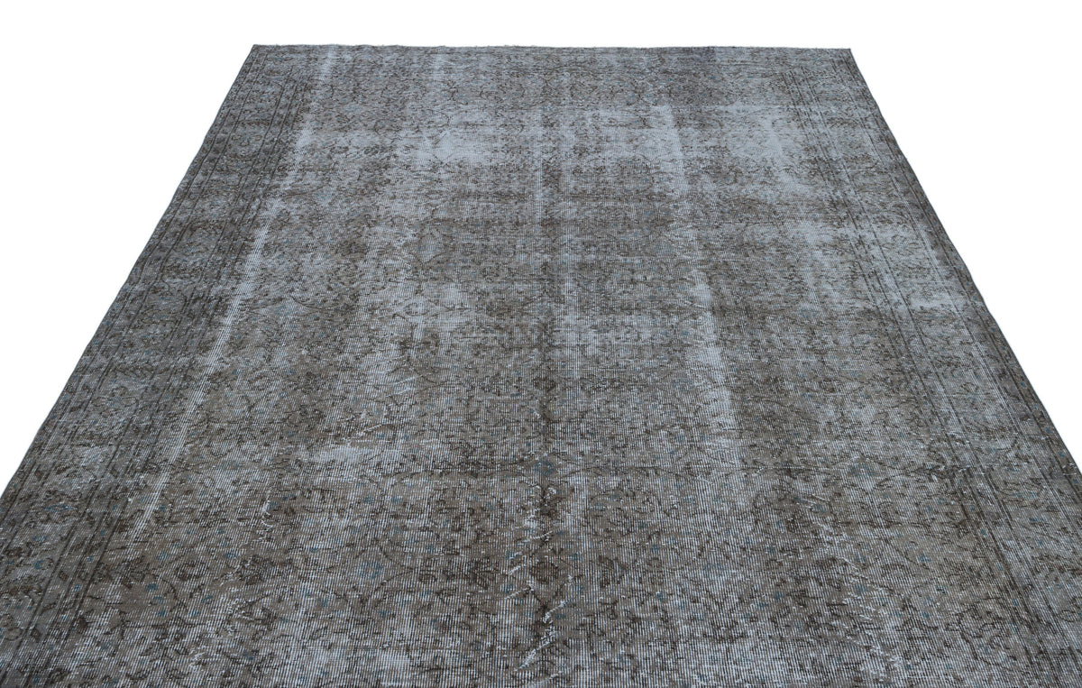 Brown Over Dyed Vintage Rug 6&#39;11&#39;&#39; x 10&#39;4&#39;&#39; ft 210 x 316 cm