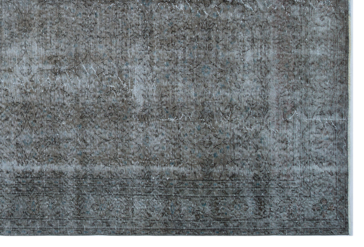 Brown Over Dyed Vintage Rug 6&#39;11&#39;&#39; x 10&#39;4&#39;&#39; ft 210 x 316 cm