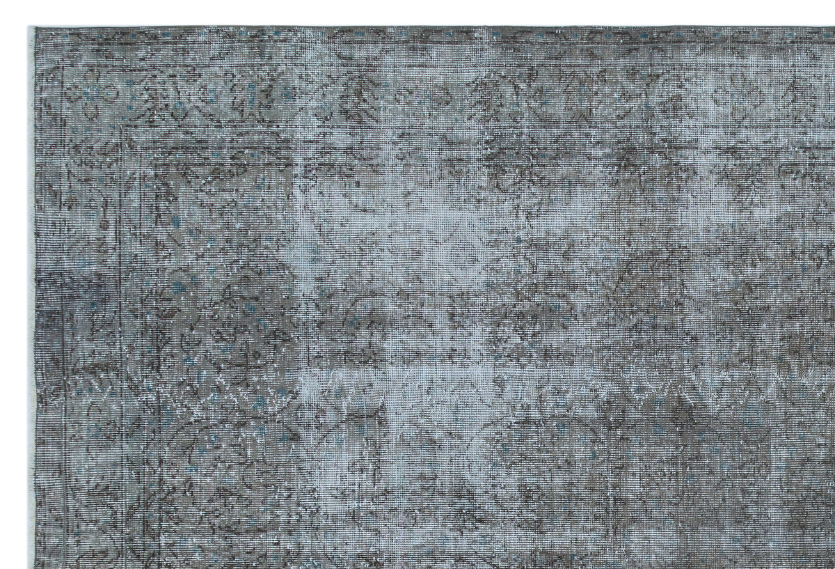 Brown Over Dyed Vintage Rug 6&#39;11&#39;&#39; x 10&#39;4&#39;&#39; ft 210 x 316 cm