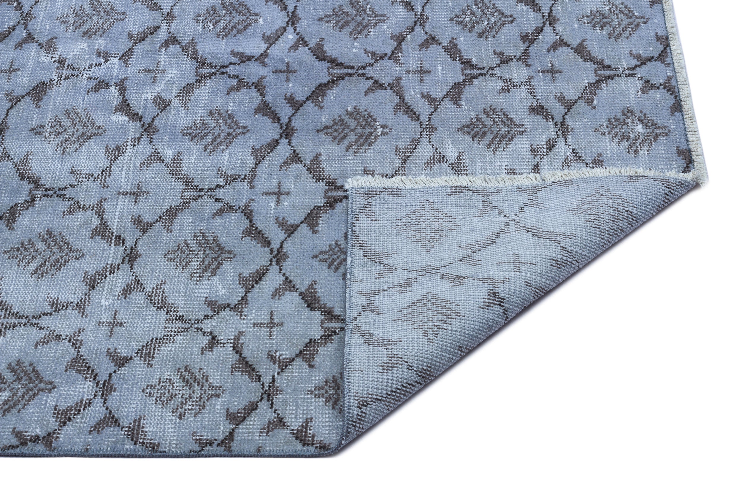 Blue Over Dyed Vintage Rug 6'1'' x 9'7'' ft 186 x 292 cm